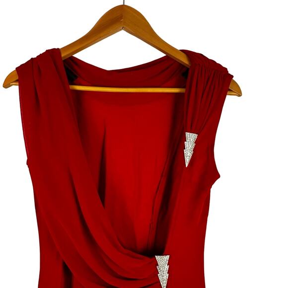 Tadashi Womens Red Cowl Neck Open Back Sleeveless Bodycon Long Dress Size S - Picture 10 of 16